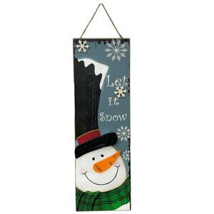 Country Christmas 18-inch Let it Snow Snowman Wooden Wall Art